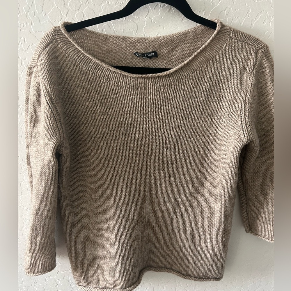 Eileen Fisher yak wool blend boat neck sweater XS